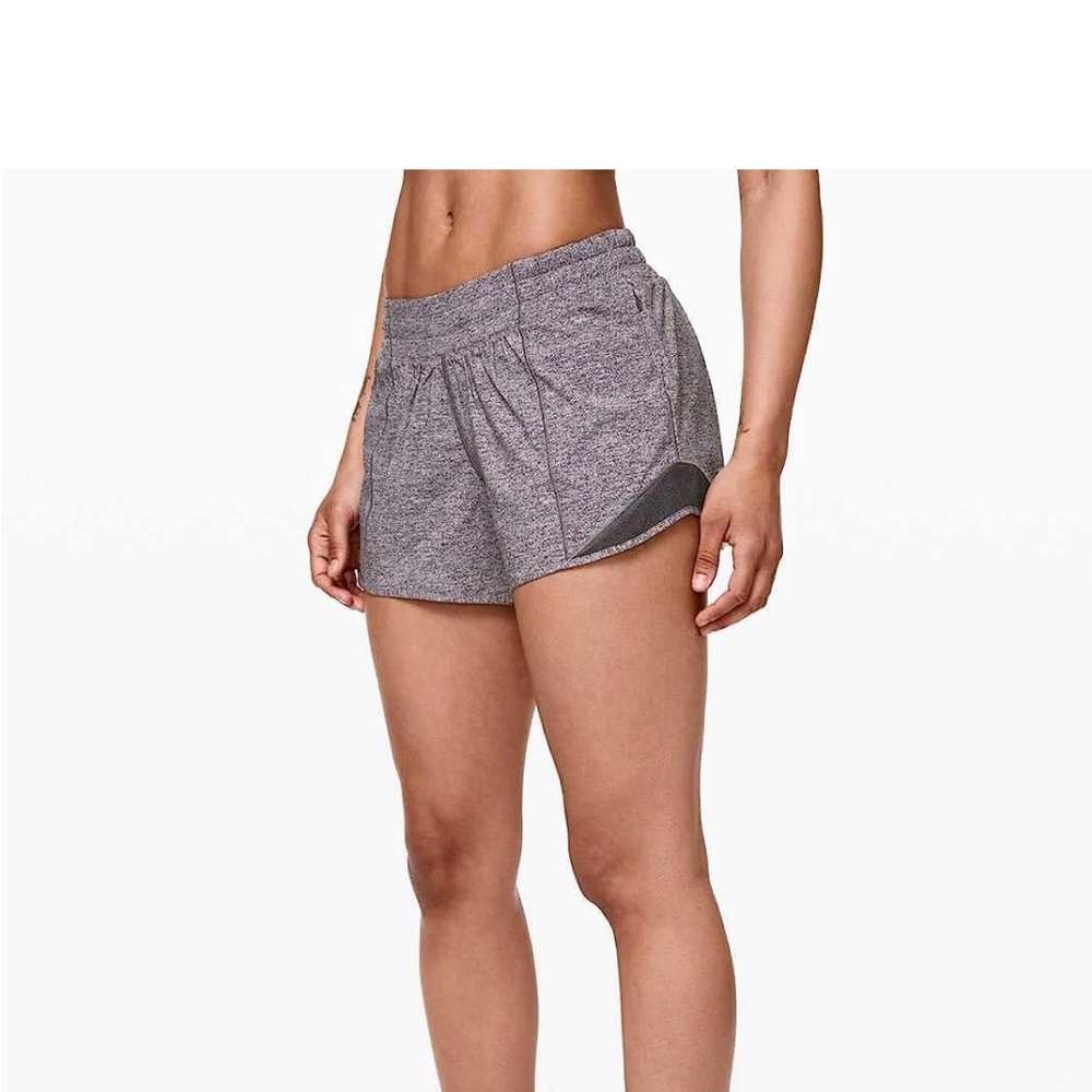 Lululemon hotty hot short heathered gray (4) low rise 4”